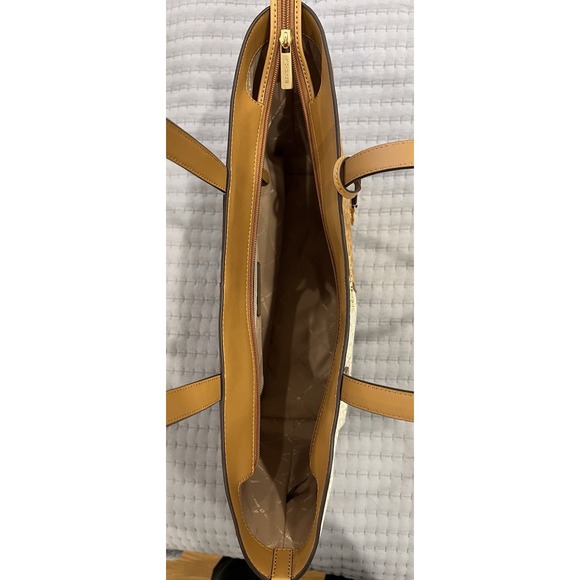 Michael Kors Jet Set Tote Bag Two-Tone MK Signature Logo Shoulder Bag Medium - Picture 3 of 16